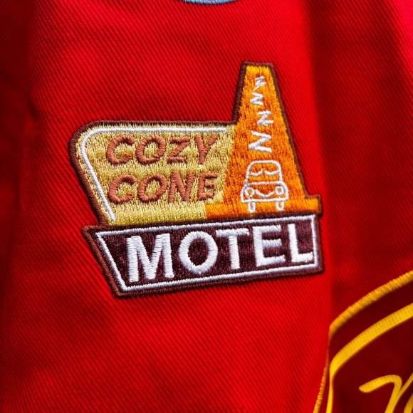Men's Biker Disney Pixar Cars Lightning Mcqueen Racing Red Jacket Size XS New - Picture 8 of 16